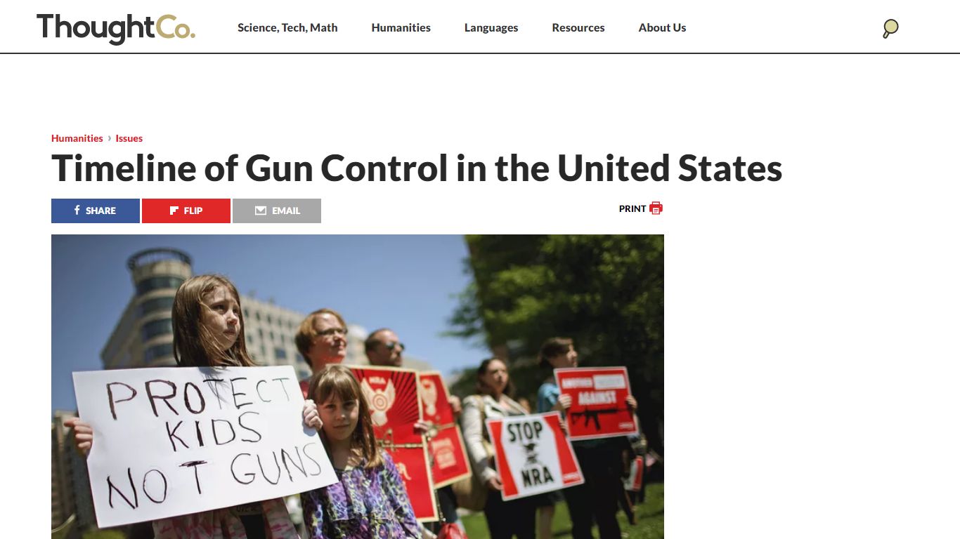 See a Timeline of Gun Control in the United States - ThoughtCo